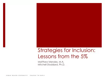 Strategies for Inclusion:  Lessons from the 5%  Matthew Menzies, M.A.  Mitchell Stoddard, Ph.D.