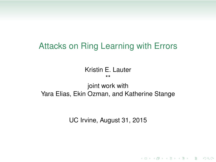 attacks on ring learning with errors