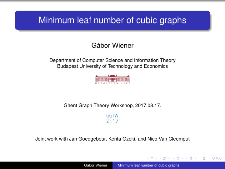 minimum leaf number of cubic graphs