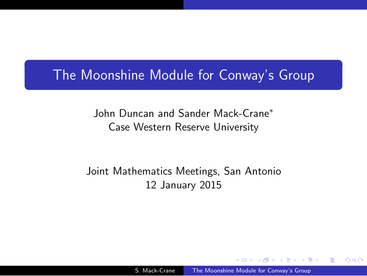 the moonshine module for conway s group