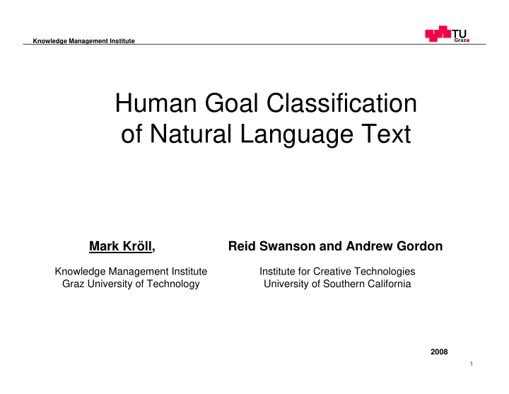 human goal classification of natural language text