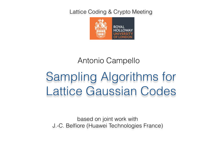 sampling algorithms for lattice gaussian codes