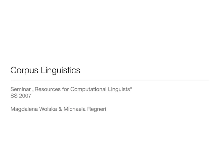corpus linguistics