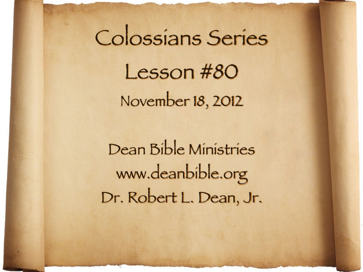 colossians series lesson 80