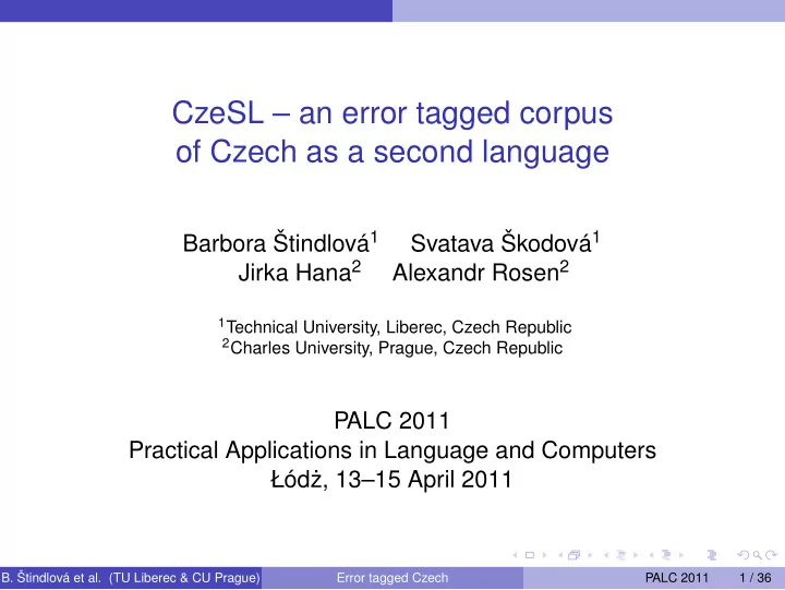 czesl an error tagged corpus of czech as a second language