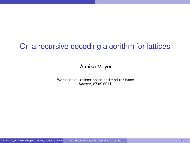 on a recursive decoding algorithm for lattices