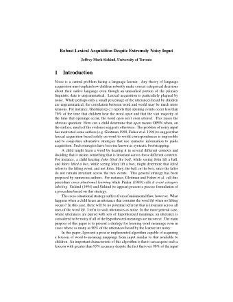 1  Introduction  Noise is a central problem facing a language learner. Any theory of language
