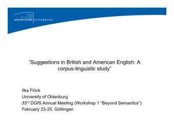 Suggestions in British and American English: A  corpus-linguistic study  Ilka Flck