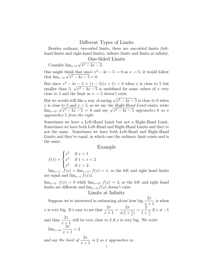 different types of limits