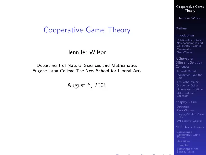 cooperative game theory