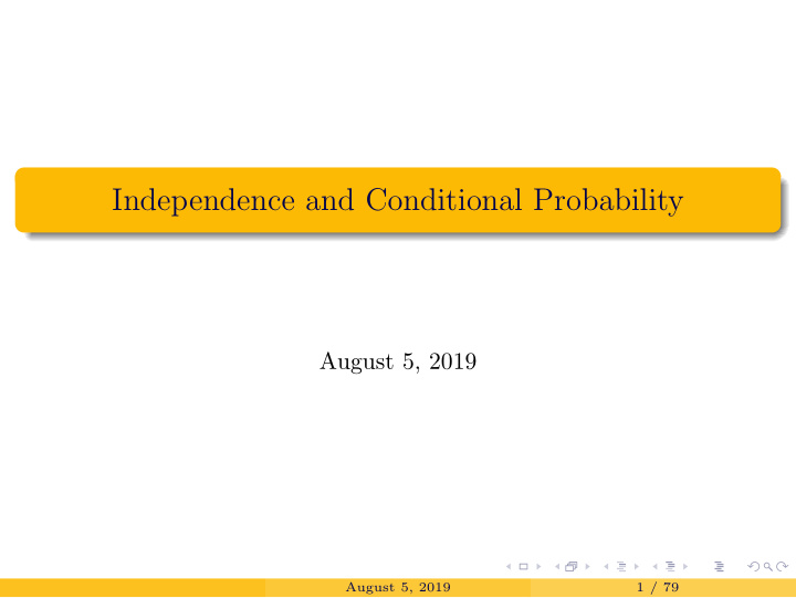 independence and conditional probability