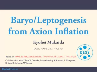 Baryo/Leptogenesis from Axion In fm ation  Kyohei Mukaida Desy, Hamburg  CERN Based on