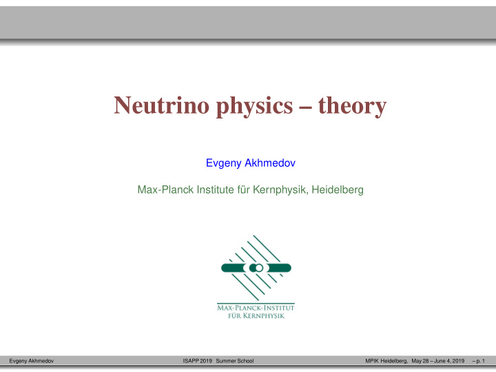 neutrino physics theory