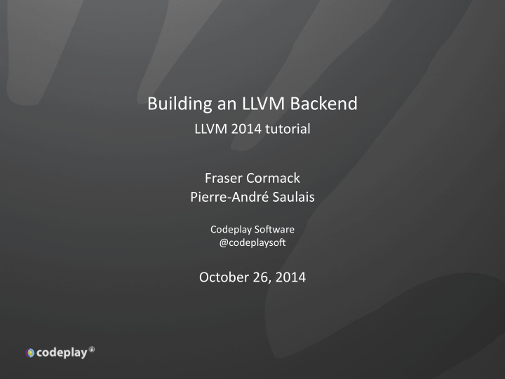 building an llvm backend