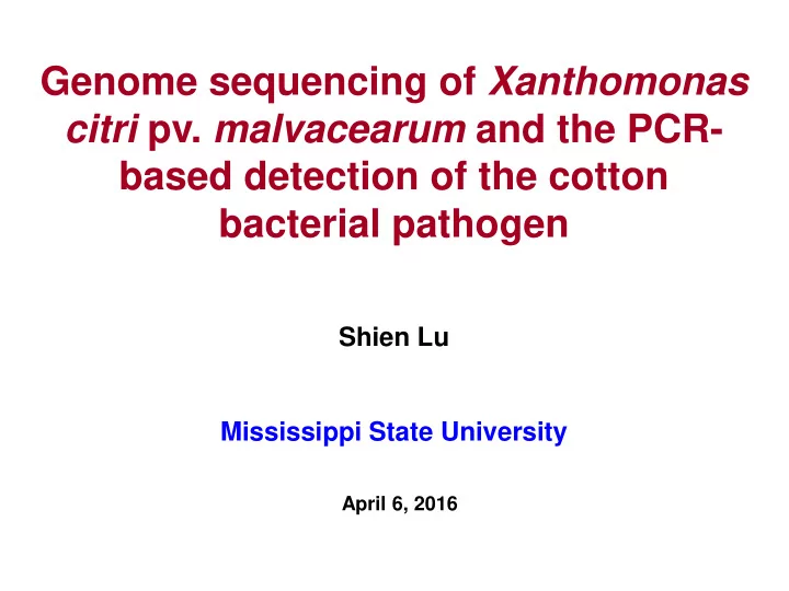 genome sequencing of xanthomonas