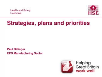 Strategies, plans and priorities  Paul Billinger  EPD Manufacturing Sector  Cover  Health and