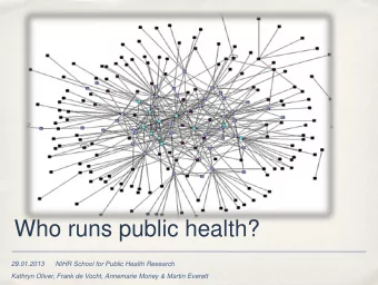 Who runs public health?  29.01.2013      NIHR School for Public Health Research  Kathryn Oliver,