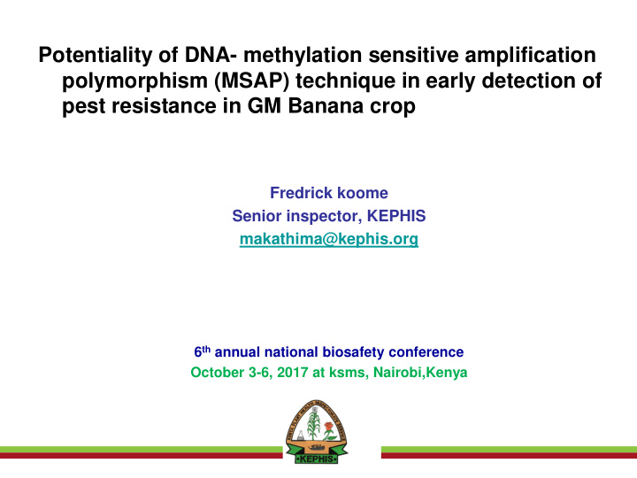 polymorphism msap technique in early detection of pest