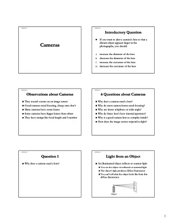 Cameras  Cameras  photographs, you should:  photographs, you should:  increase the diameter of the