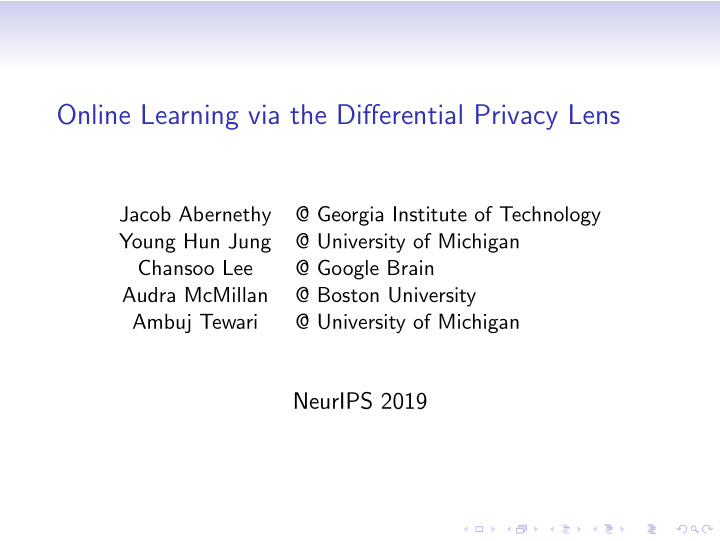 online learning via the differential privacy lens