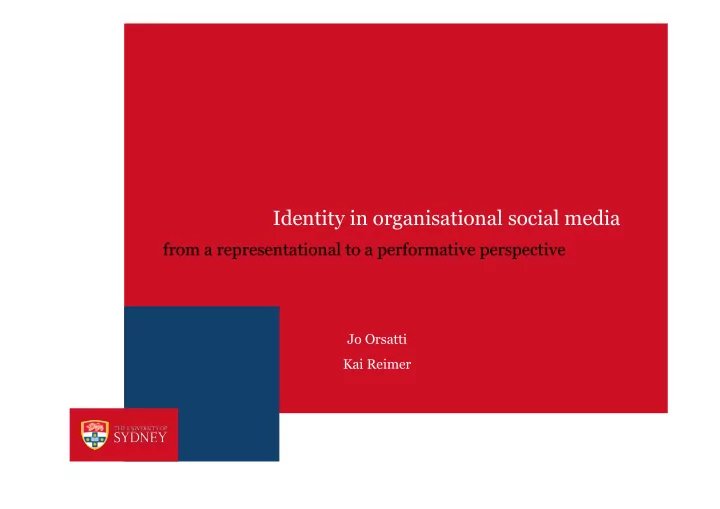 identity in organisational social media