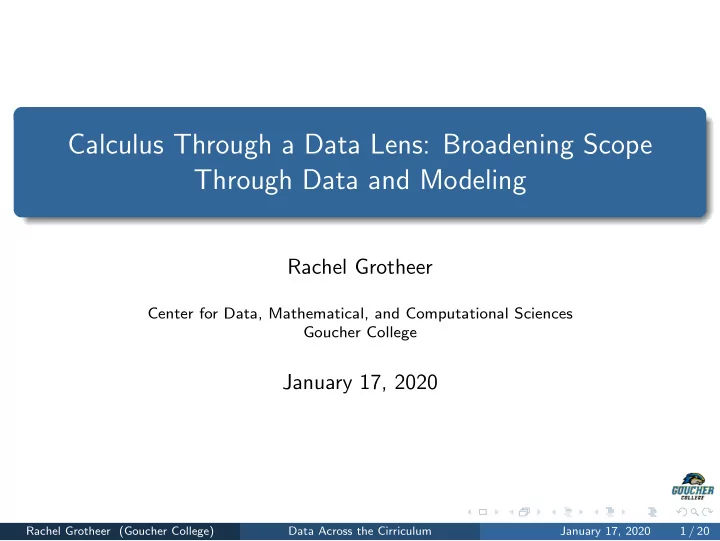 calculus through a data lens broadening scope through