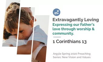 1 Corinthians 13  Argyle Spring 2020 Preaching  Series: New Vision and Values  Our Values Totally