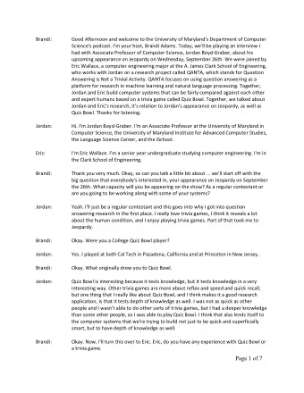 Page 1 of 7  Eric:  I do not have any experience. I've been to one practice and it went miserably