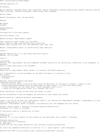 NSIS interim meeting Mon10-Wed12  (Monday February 10)  Attendants:  Marcus Brunner, Ruediger Geib,