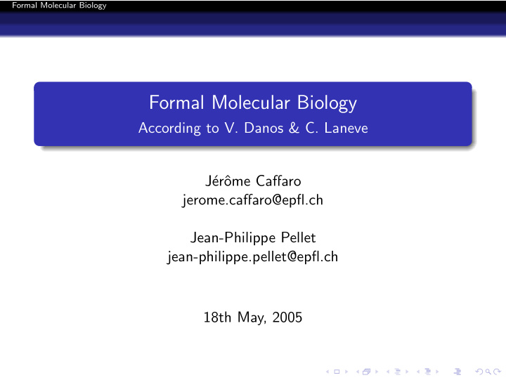 formal molecular biology