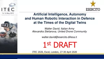 1 st DRAFT  ITEC 2020, Excel, London, 27-30 April 2020  #ITEC2019  Agenda  Introduction  Drones and