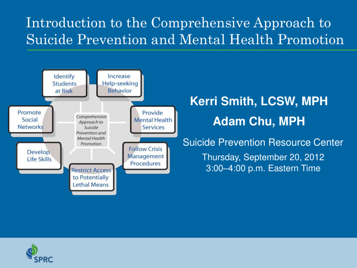 introduction to the comprehensive approach to suicide