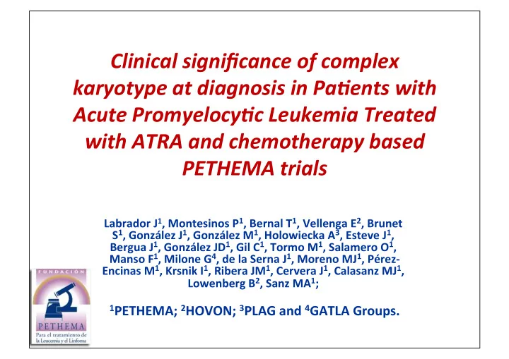 clinical significance of complex karyotype at diagnosis