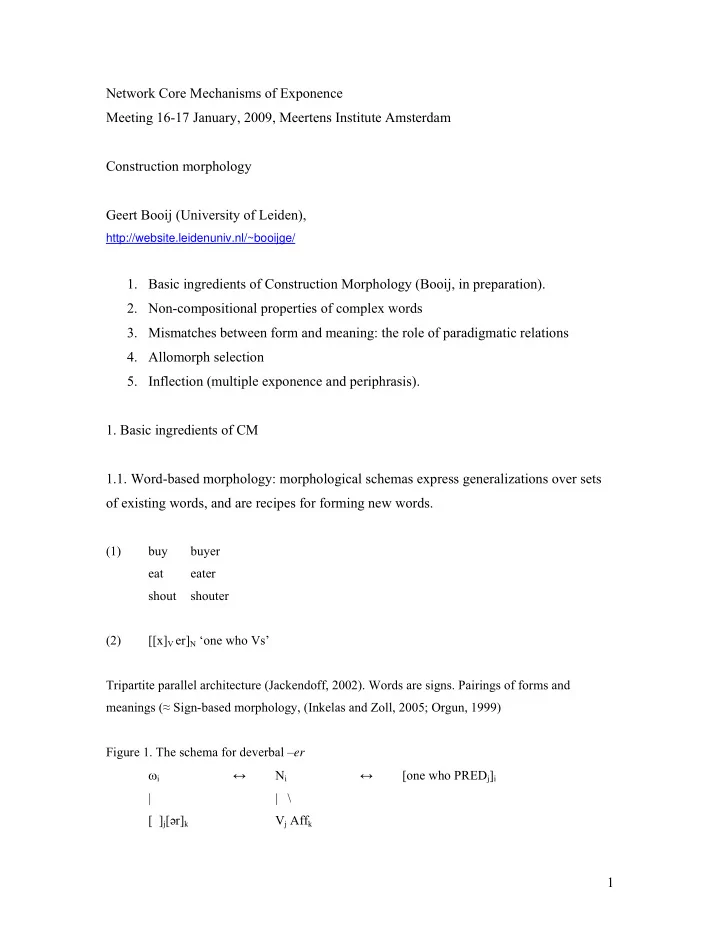network core mechanisms of exponence meeting 16 17