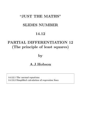 JUST THE MATHS  SLIDES NUMBER  14.12  PARTIAL DIFFERENTIATION 12  (The principle of least