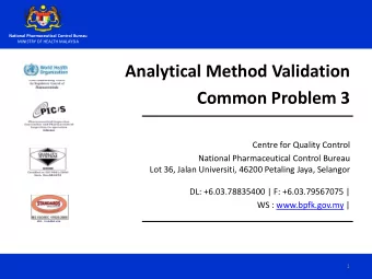 Analytical Method Validation  Common Problem 3  Centre for Quality Control  National Pharmaceutical
