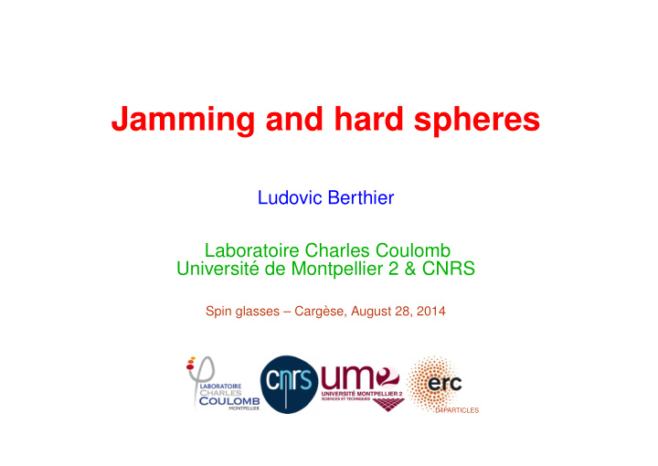 jamming and hard spheres