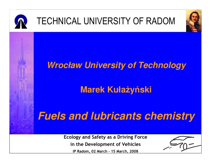 fuels and lubricants chemistry