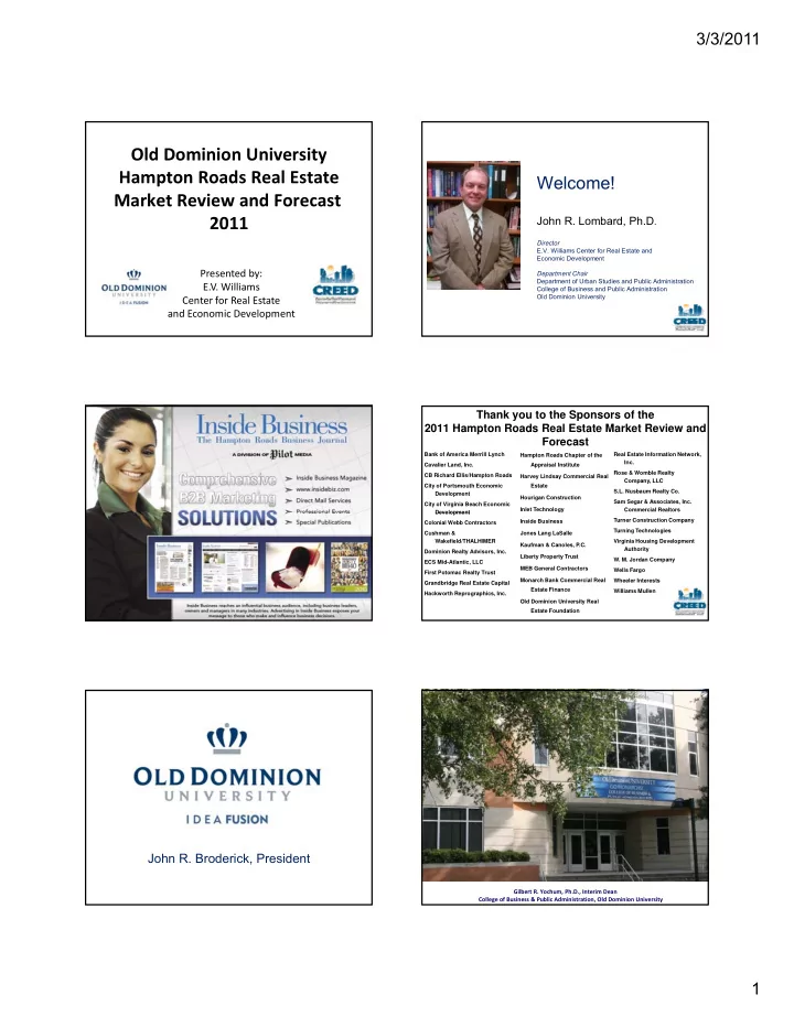 old dominion university hampton roads real estate