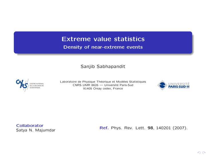 extreme value statistics
