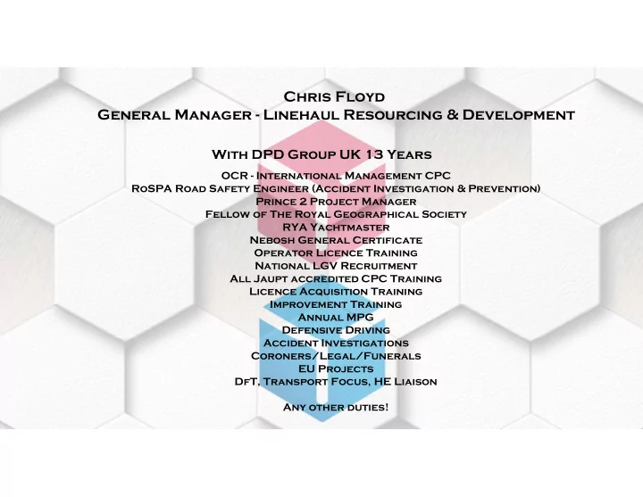 chris floyd general manager linehaul resourcing