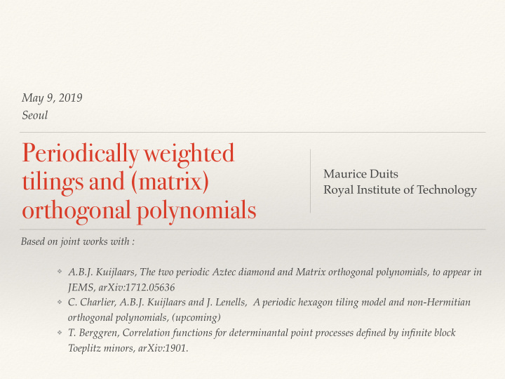 periodically weighted tilings and matrix