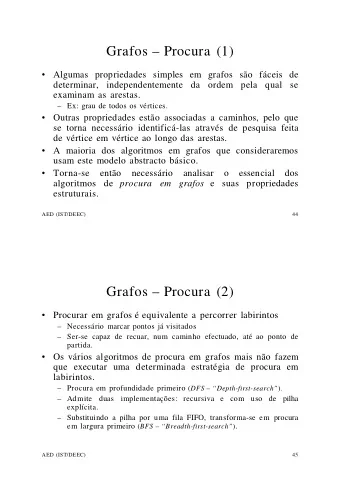 Grafos  Procura (1)    Algumas propriedades simples em grafos so fceis de  determinar,