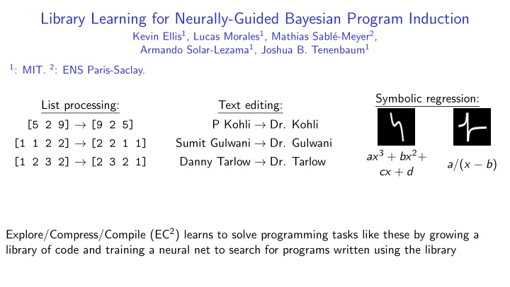 library learning for neurally guided bayesian program