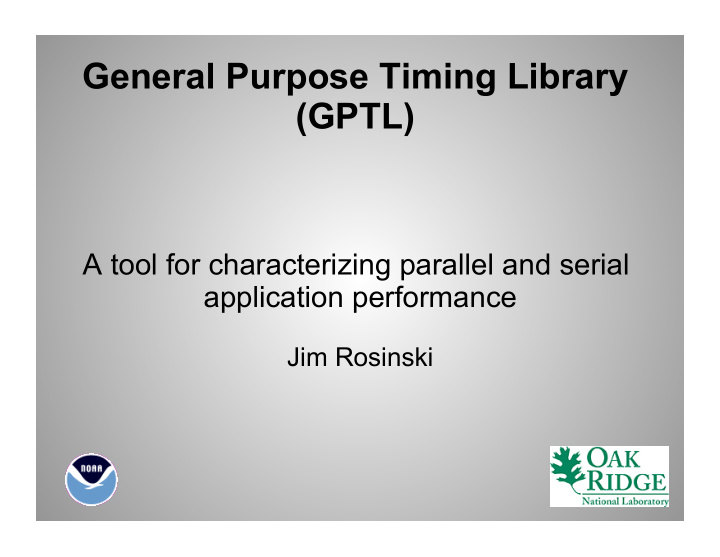 general purpose timing library gptl