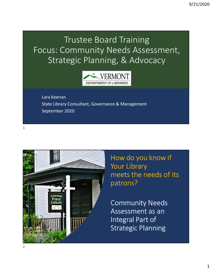 trustee board training focus community needs assessment