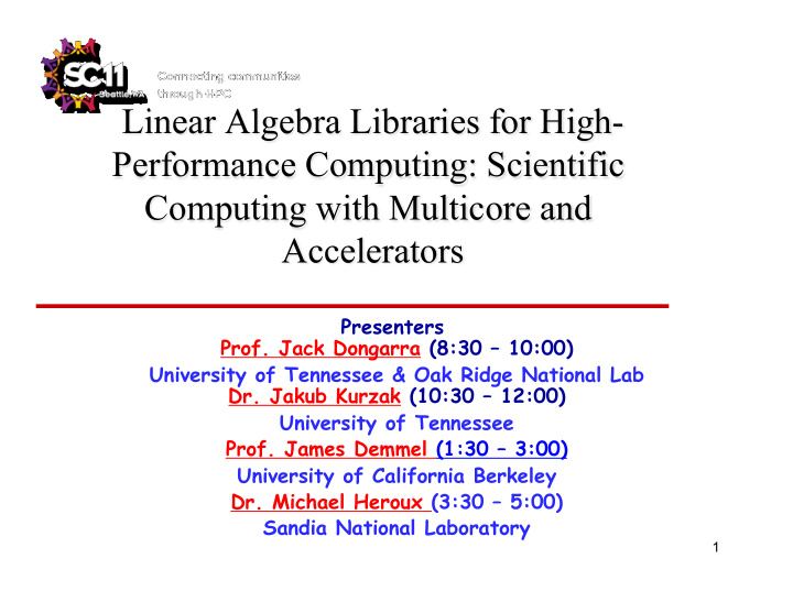 linear algebra libraries for high performance computing