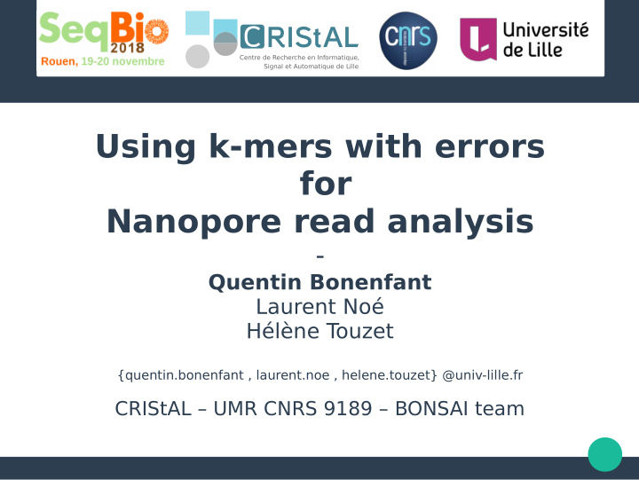 using k mers with errors for nanopore read analysis