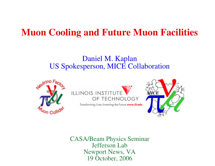 muon cooling and future muon facilities