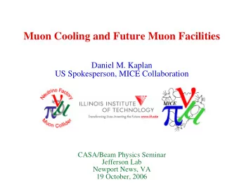 Muon Cooling and Future Muon Facilities  Daniel M. Kaplan  US Spokesperson, MICE Collaboration